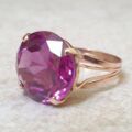 Colour Change Synthetic Sapphire Ring in 12ct Gold.