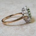 Peridot Green and White Cluster Ring in 9ct Gold.