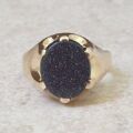 Blue Goldstone Signet Ring in 9ct Gold.
