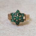 Emerald Cluster Ring in 9ct Gold.