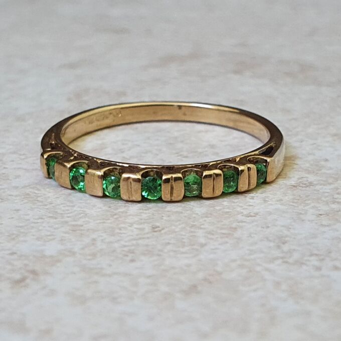 Reserved – Green Garnet Stacking Band in 9ct Gold.