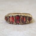 Five Stone Garnet Ring in 9ct Gold.
