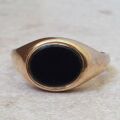 East West Oval Onyx Signet Ring in 9ct Gold.