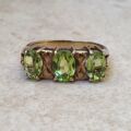 Peridot Three Stone Ring in 9ct Gold.