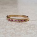 Channel Set Ruby and Diamond Narrow Band in 9ct Gold.