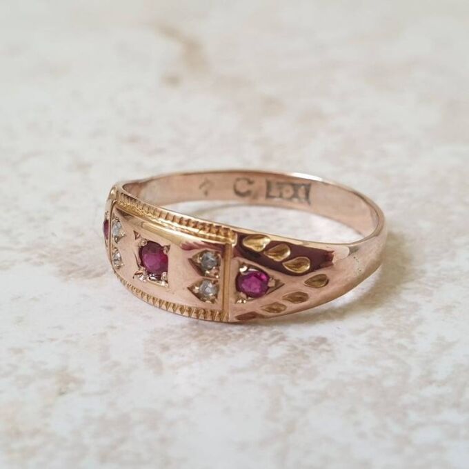 Ruby and Diamond Ring in 9ct Gold.