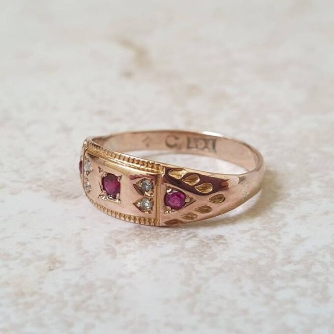 Ruby and Diamond Ring in 9ct Gold.