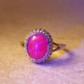 Synthetic Star Pink Ruby Ring in 9ct Gold.
