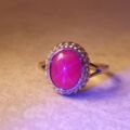 Synthetic Star Pink Ruby Ring in 9ct Gold.