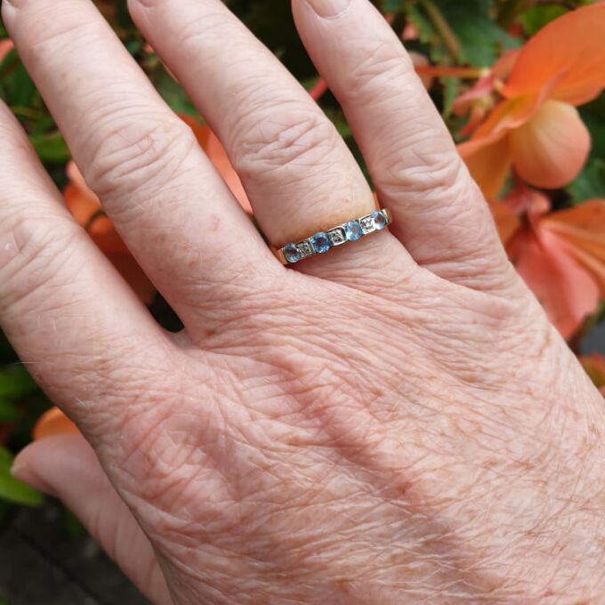 Topaz and Diamond Stacking Band in 9ct Gold.