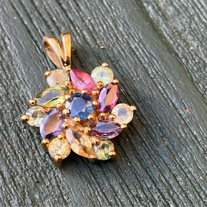 Multi Sapphire Cluster Pendant in 9ct Gold