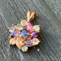 Multi Sapphire Cluster Pendant in 9ct Gold