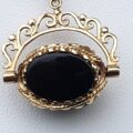 Carnelian, Bloodstone and Onyx Spinner Fob Pendant in 9ct Gold.