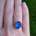 Eye-catching Blue Paste Solitaire in 9ct Gold, a UK P 1/2 or a US 8 1/4.