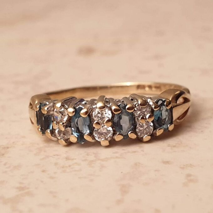 Marquise Cut Topaz and Paste Ring in 9ct Gold, a UK L or a US 6.