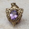 Large Three Sided Amethyst Lantern Pendant in 9ct Gold.