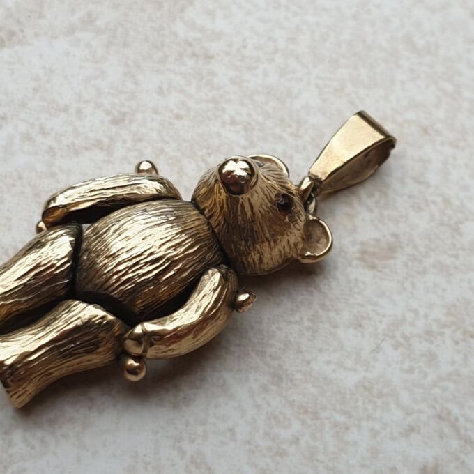 Articulated Teddy Bear Pendant in 9ct Gold