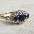 Three Stone Sapphire Ring in 9ct Gold, a UK K or a US 5 1/2