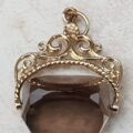 Smoky Quartz Spinning Fob Pendant in 9ct Gold