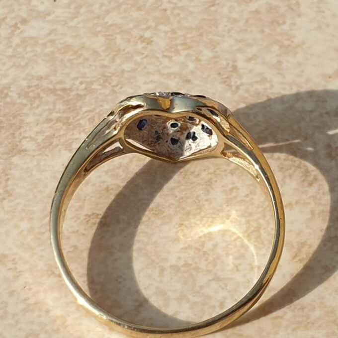 Sapphire Adorned Heart Ring in 9ct Gold.