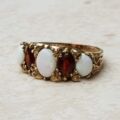 Sale – Chunky Opal and Garnet 9ct Gold Ring, a UK L 1/2 or a US 6 1/4.