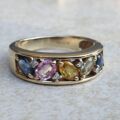Multi Sapphire Ring in 9ct Gold, a UK M 1/2 or a US 6 3/4