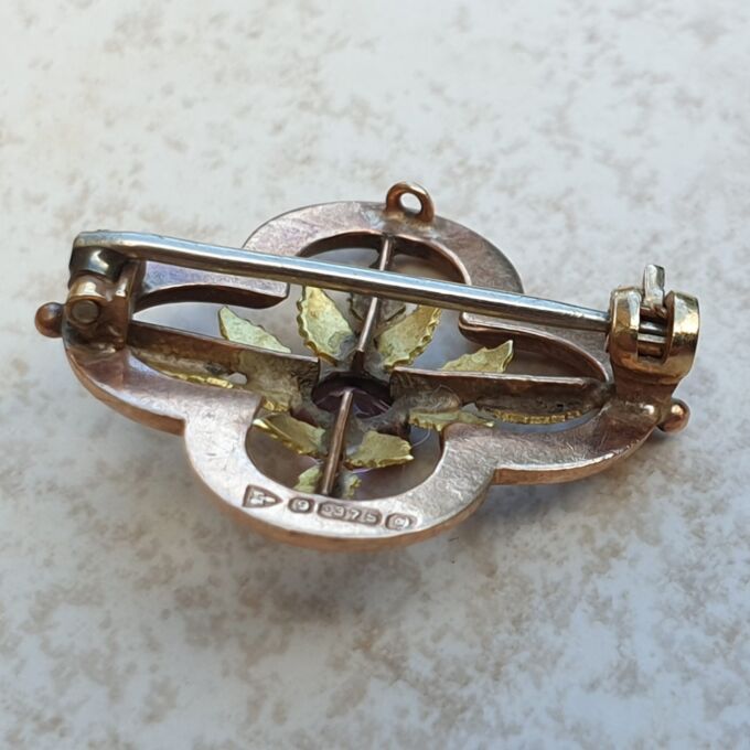 Small Antique Amethyst Brooch in 9ct Gold