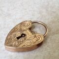 Ornate Heart Padlock Pendant in 9ct Gold