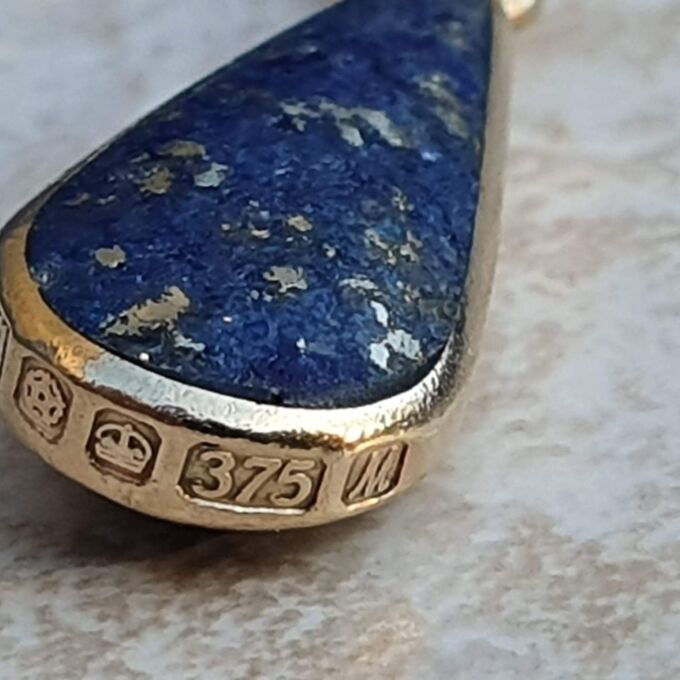Double Sided Lapis Lazuli Pendant in 9ct Gold by DSW