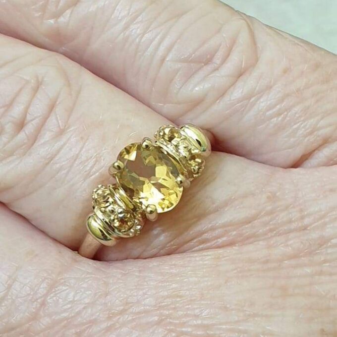 Citrine Ring in 9ct Gold,  a UK N or a US 6 3/4.