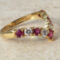 Ruby and Diamond Chevron Ring in 18ct Gold,  a UK M 1/2 or a US 6 3/4.