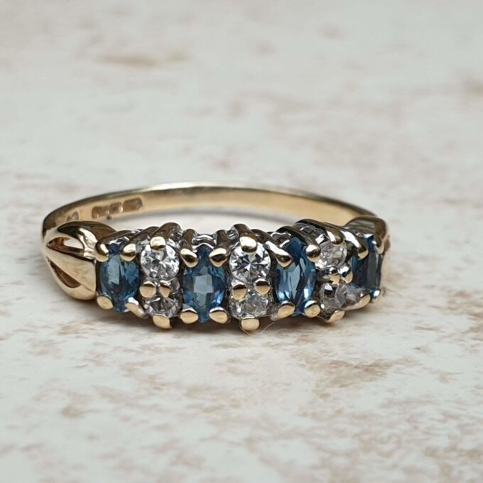 Marquise Cut Topaz and Paste Ring in 9ct Gold, a UK L or a US 6.