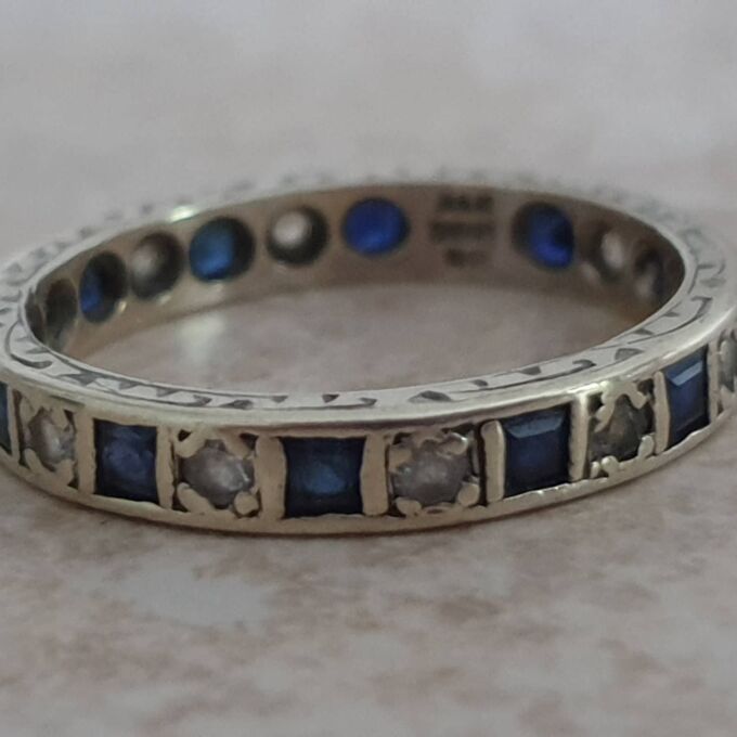 Sapphire and Spinel Full Eternity Ring in 9ct Gold, a UK M or a US 6 1/2