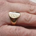 Diamond Set Engraved Signet Ring in 9ct Gold,  a UK O 1/2 or a US 7 3/4