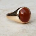 Cabochon Carnelian Signet Ring in 9ct Gold, a UK L 1/2 or a US 6 1/2.