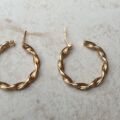 Twisted Rope Effect Hoop Earrings in 9ct Gold by Unoaerre.