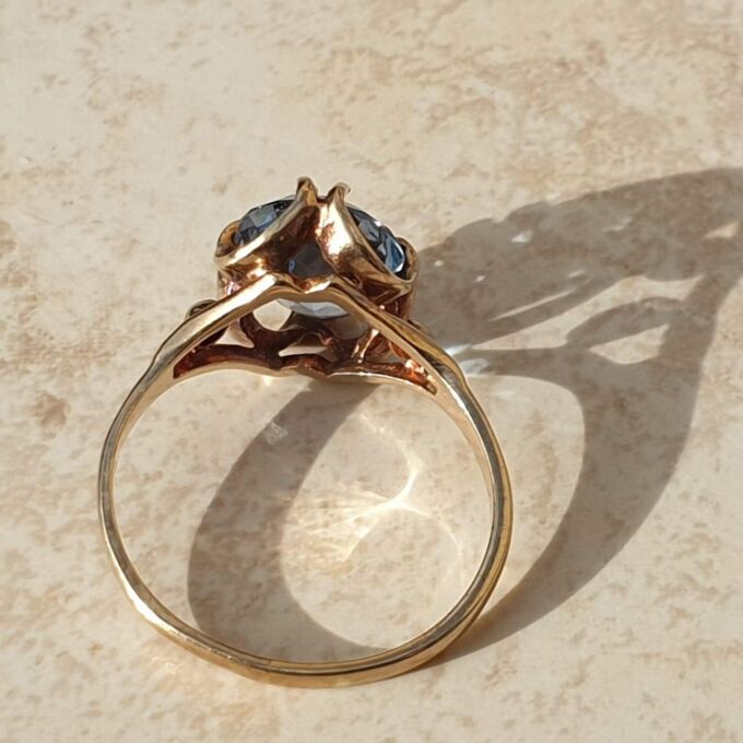 Synthetic Spinel Solitaire Ring in 9ct gold,  a UK L 1/2-M or a US 6 1/2.