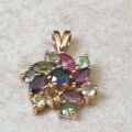 Multi Sapphire Cluster Pendant in 9ct Gold