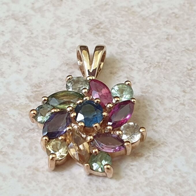 Multi Sapphire Cluster Pendant in 9ct Gold