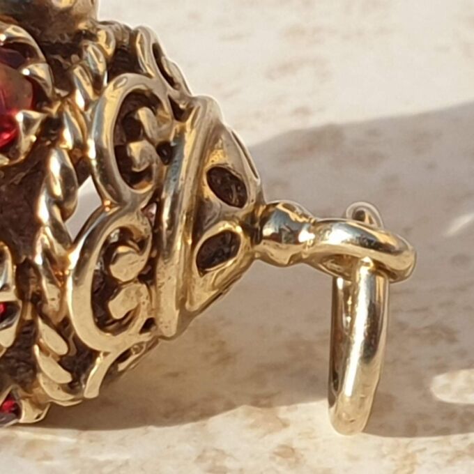 Garnet Lantern Pendant on 9ct Gold.