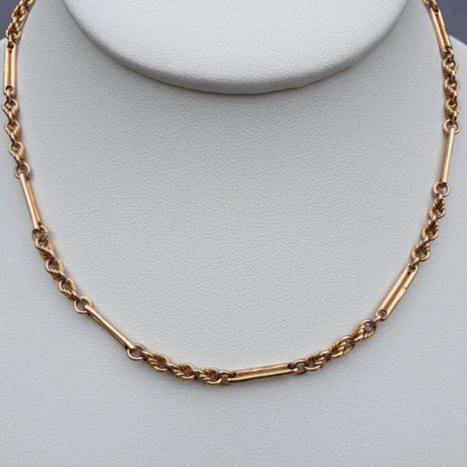 Fancy Link Chain with Dog Clip in 9ct Rose Gold