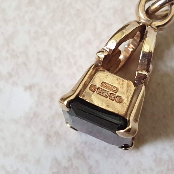 Engraved Garnet Fob in 9ct Gold