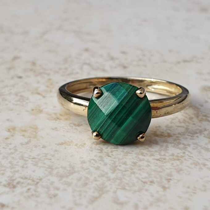 Reserved – Malachite Ring in 9ct Gold, a UK J 1/2 or a US 5 1/4
