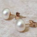 Pearl Stud Earrings in 9ct Gold, choice of three colours.