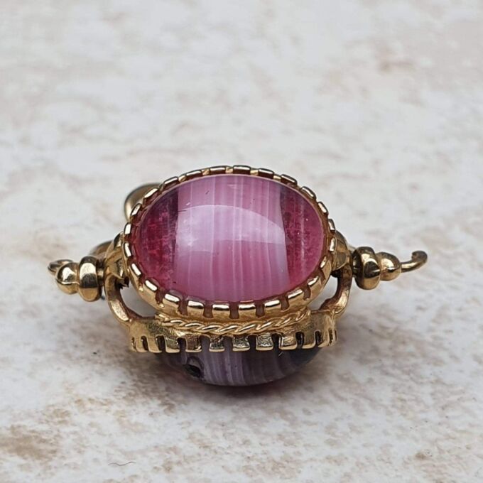 Three Colour Spinning Fob Pendant in 9ct Gold