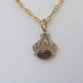 Tiny Garnet Fob Charm in 9ct Gold