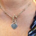 Fancy Link T Bar Necklace in Sterling Silver