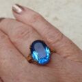 Eye-catching Blue Paste Solitaire in 9ct Gold, a UK P 1/2 or a US 8 1/4.