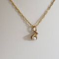 Tiny Faux Pearl Eagle Claw Pendant Charm in 9ct Gold