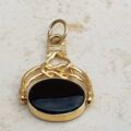 Onyx and Agate Spinner Fob in 9ct Gold